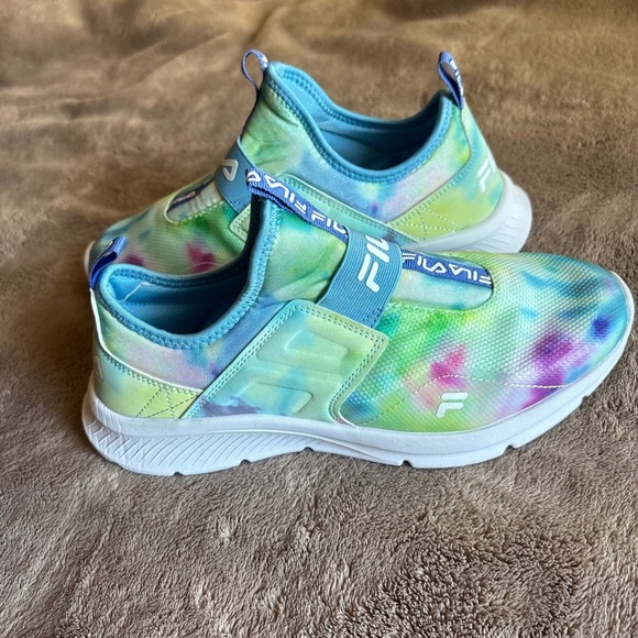Fila Shoes - Fila Womens Tie Dye Slip On Sneakers Blue Green Purple 3RM01664-325 size 7